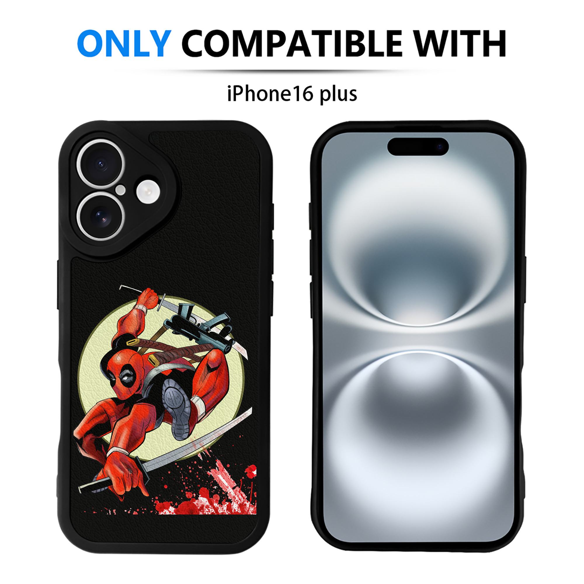 （画像用） Deadpool デッドプール 【iPhone 16シリーズ対応】シリコンスマホケース（レザー調） 材質：シリコン